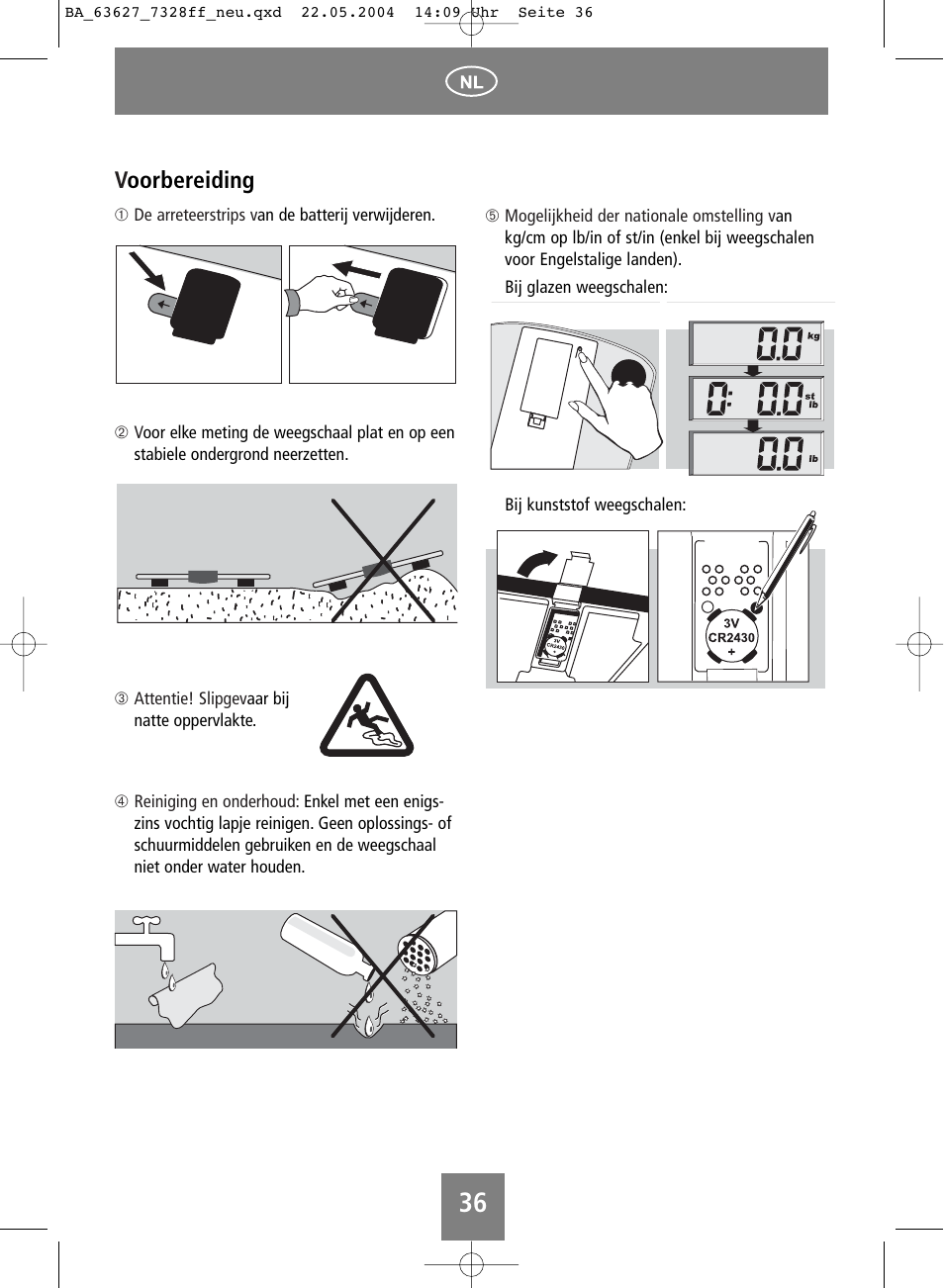 Voorbereiding | SOEHNLE Body Balance Pacific User Manual | Page 36 / 148