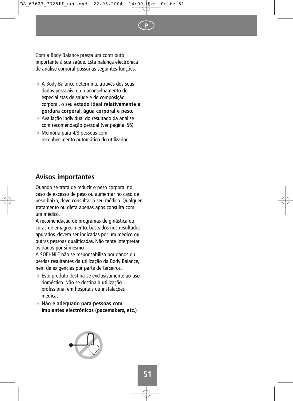 Avisos importantes | SOEHNLE Body Balance Pacific User Manual | Page 51 / 148