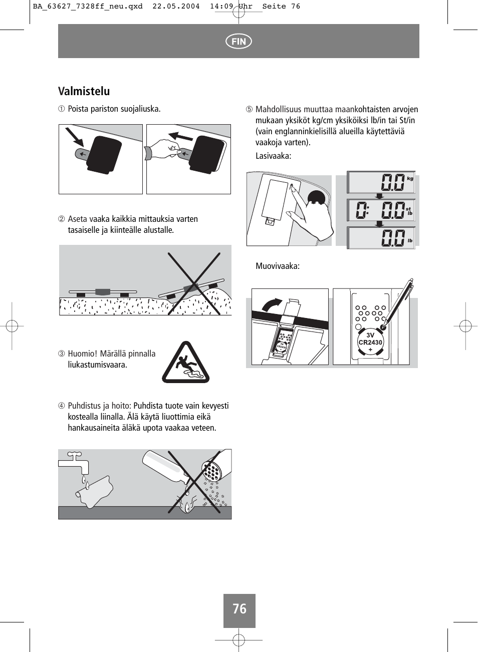 Valmistelu | SOEHNLE Body Balance Pacific User Manual | Page 76 / 148