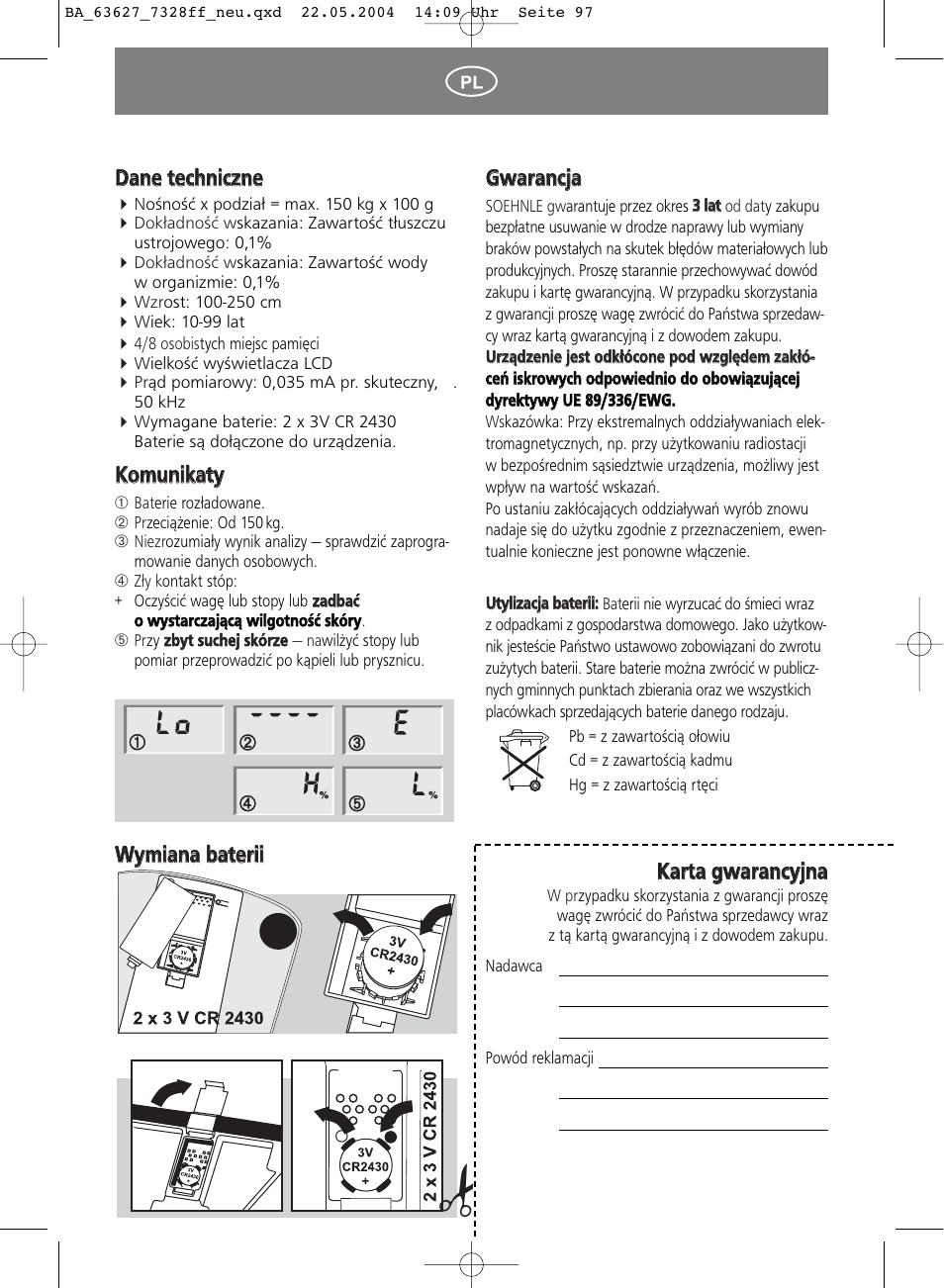 Ggw waarraan nccjjaa, Kkaarrttaa g gw waarraan nccyyjjn naa, Ddaan nee tteecch hn niicczzn nee | Kko om mu un niikkaattyy | SOEHNLE Body Balance Pacific User Manual | Page 97 / 148