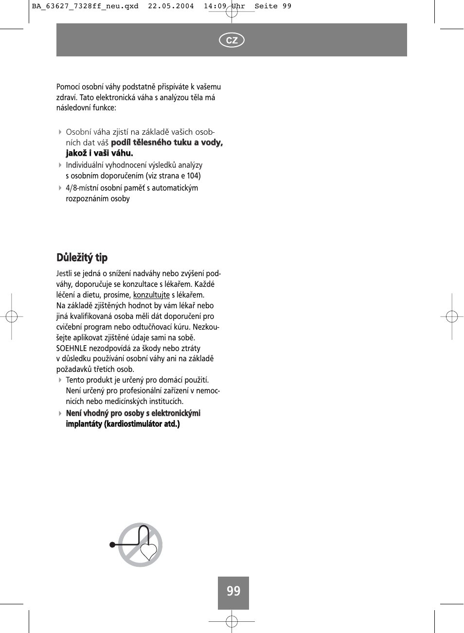 Ddů ůlleežžiittýý ttiip p | SOEHNLE Body Balance Pacific User Manual | Page 99 / 148