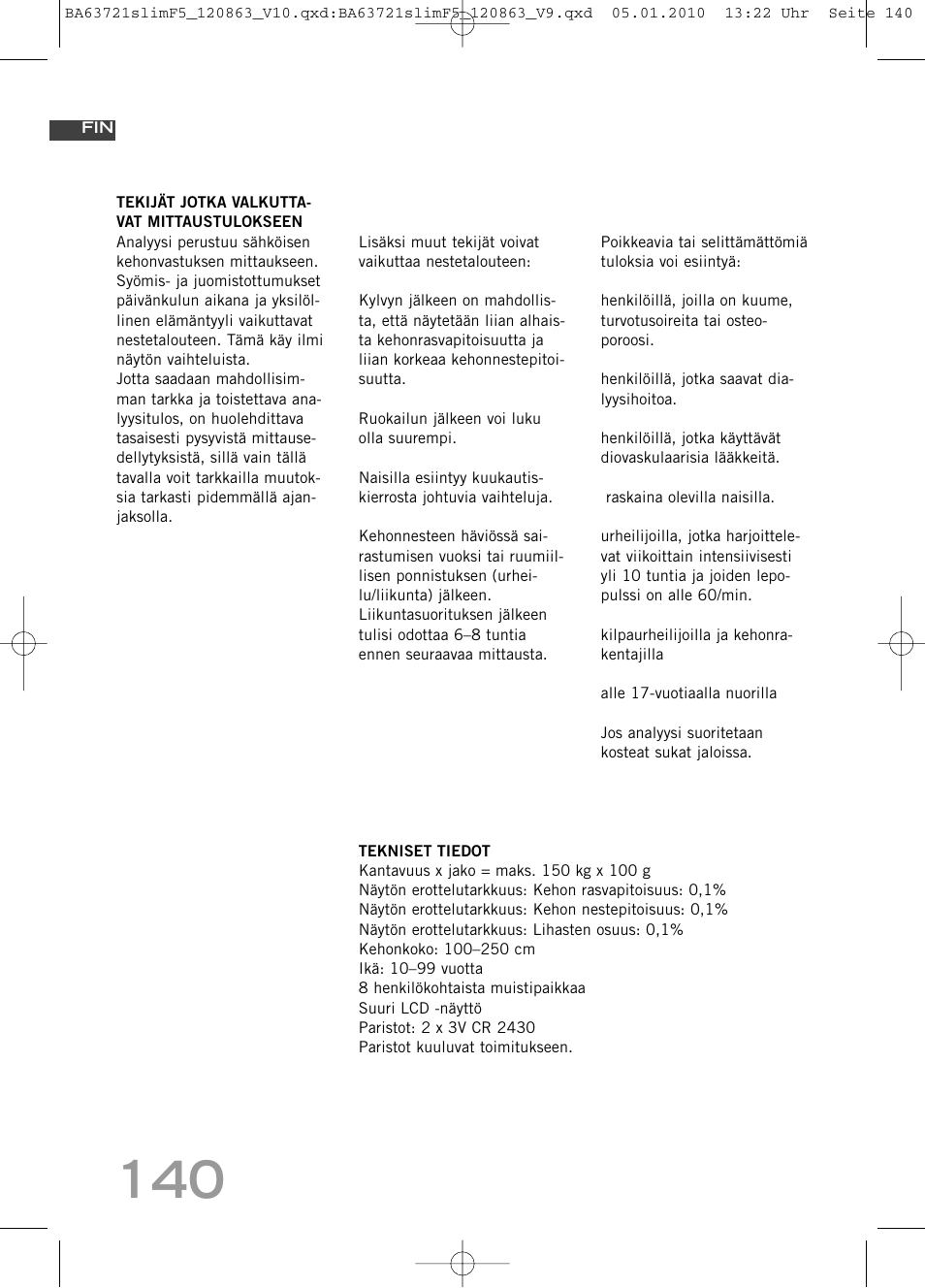 SOEHNLE Body Balance Slim F5 User Manual | Page 140 / 256