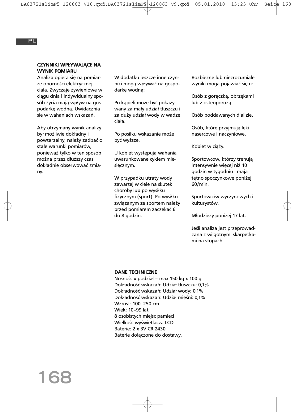 SOEHNLE Body Balance Slim F5 User Manual | Page 168 / 256