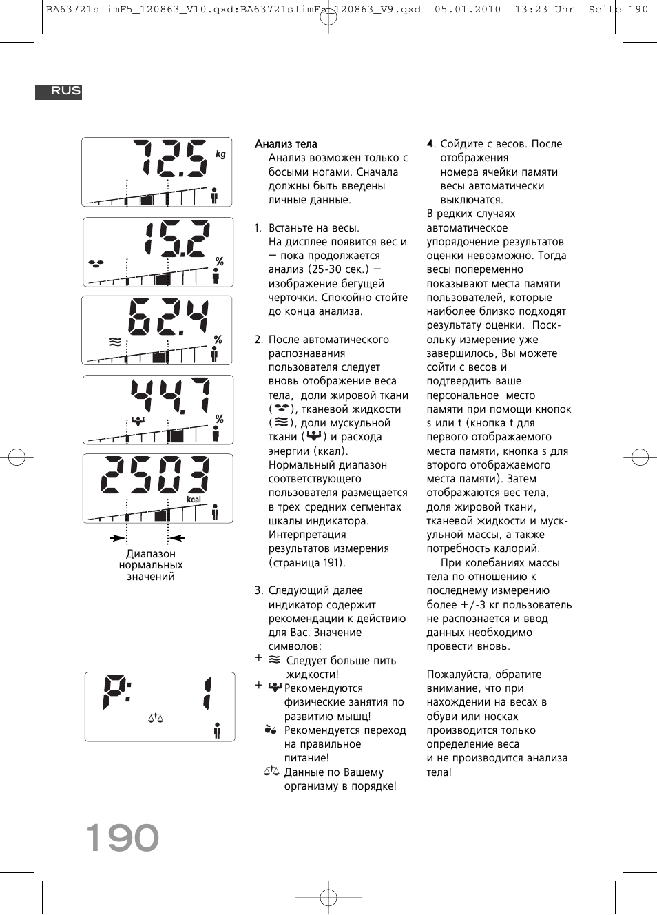 SOEHNLE Body Balance Slim F5 User Manual | Page 190 / 256