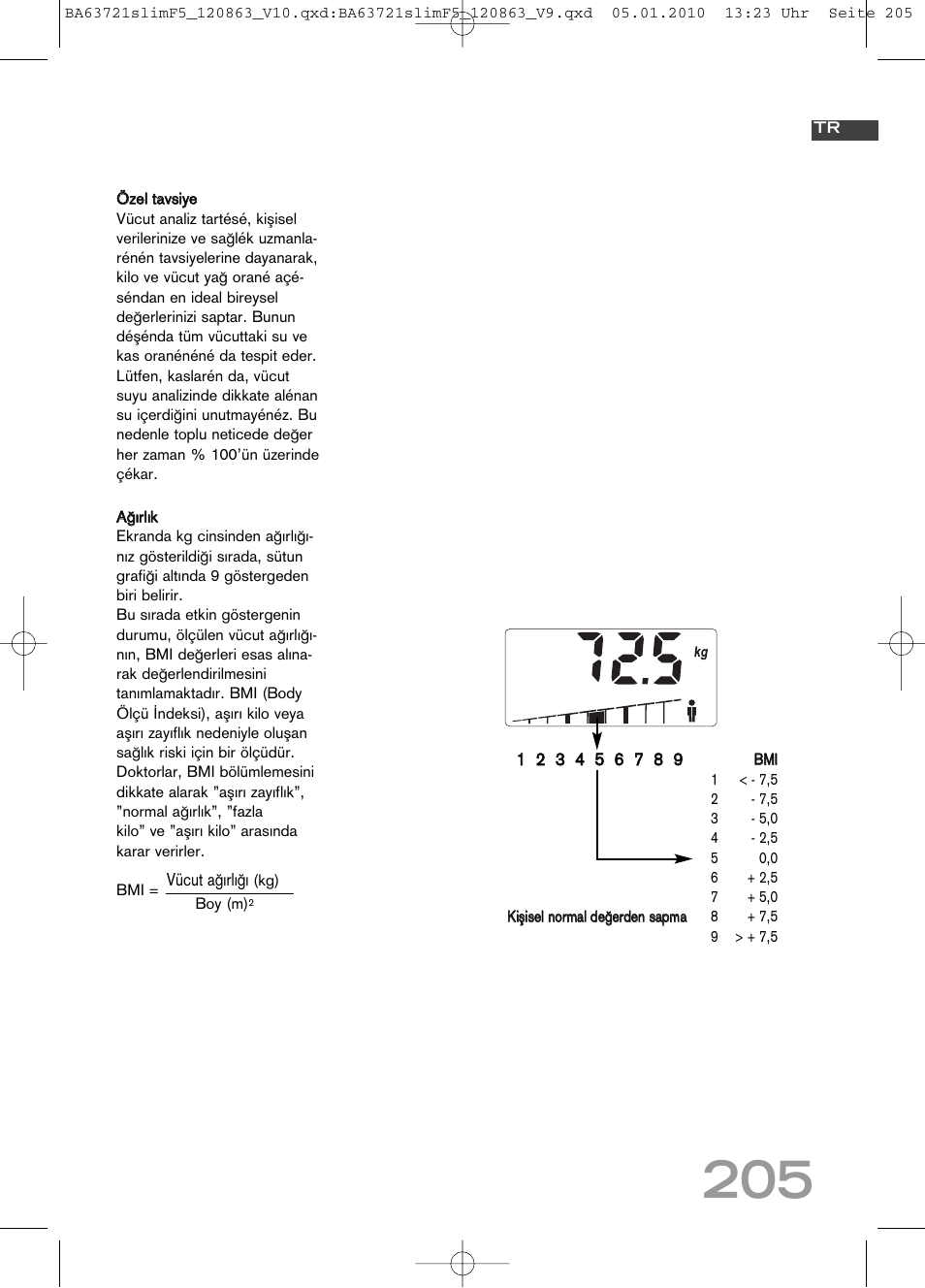 Vücut aπırlıπı | SOEHNLE Body Balance Slim F5 User Manual | Page 205 / 256