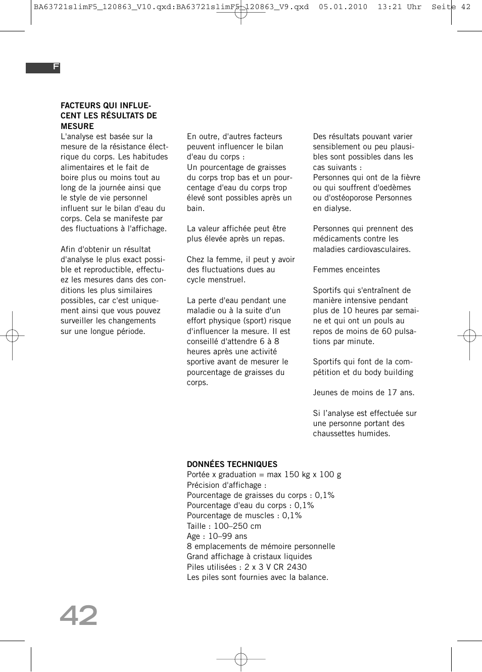 SOEHNLE Body Balance Slim F5 User Manual | Page 42 / 256