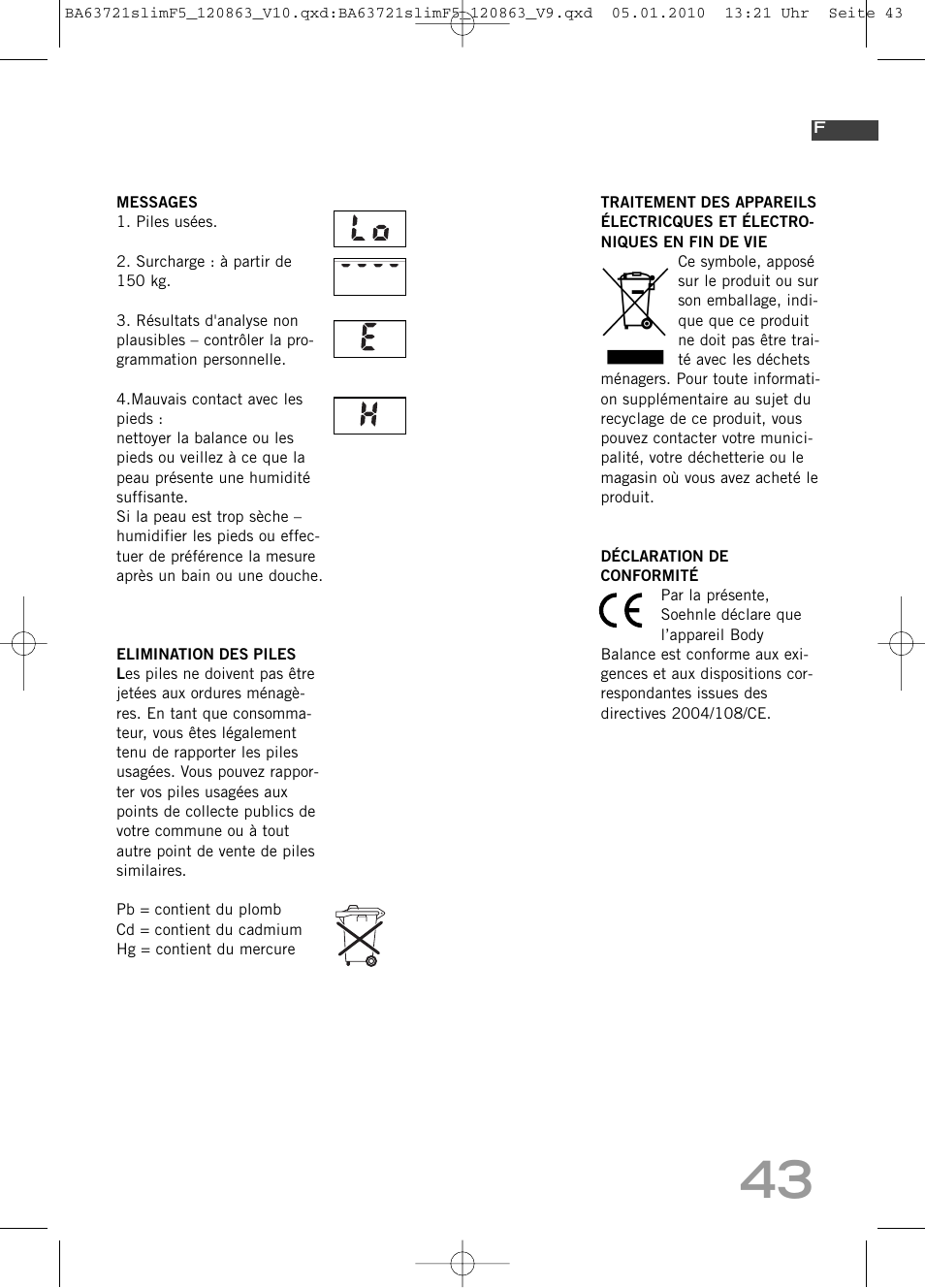 SOEHNLE Body Balance Slim F5 User Manual | Page 43 / 256