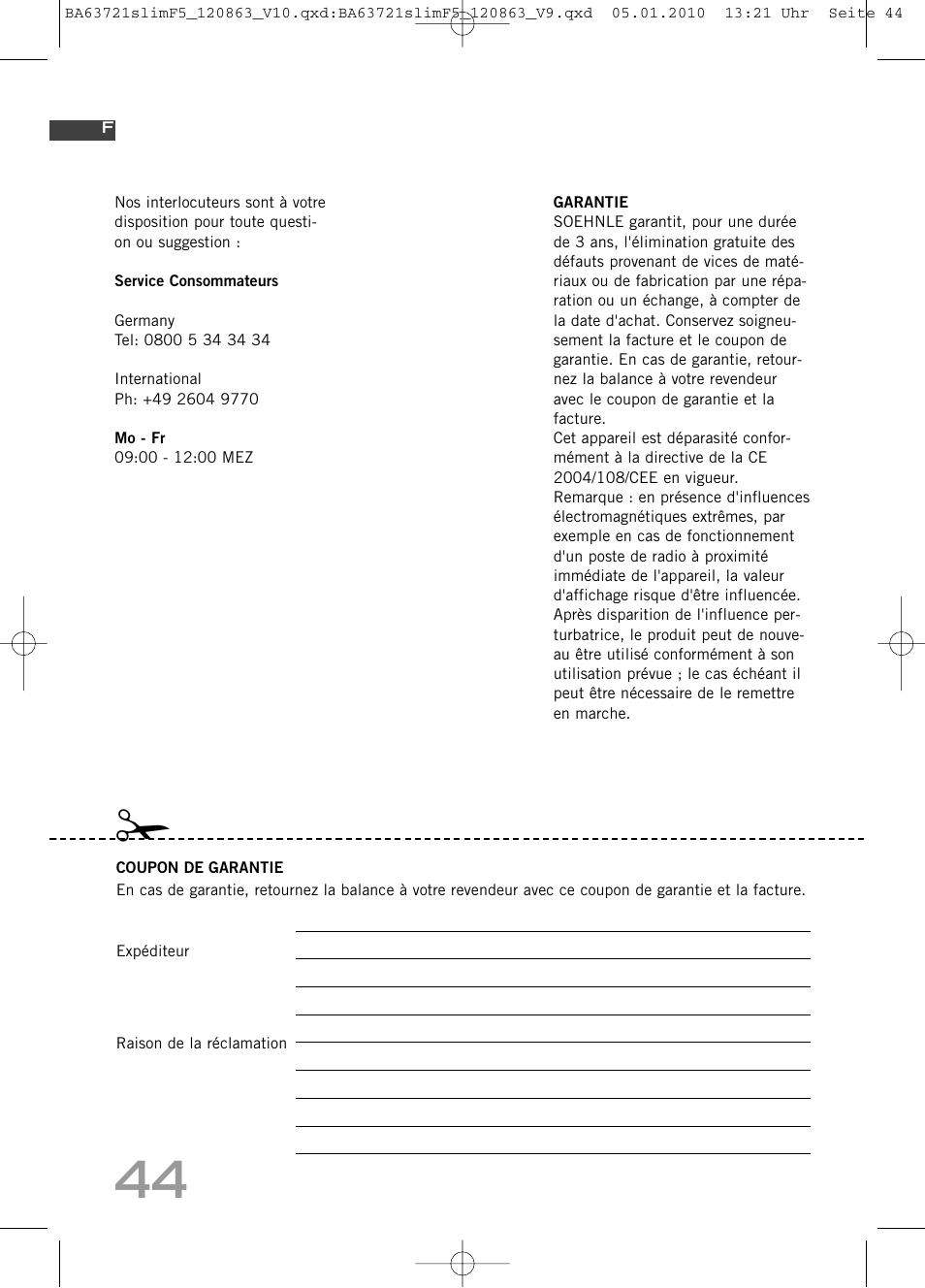 SOEHNLE Body Balance Slim F5 User Manual | Page 44 / 256