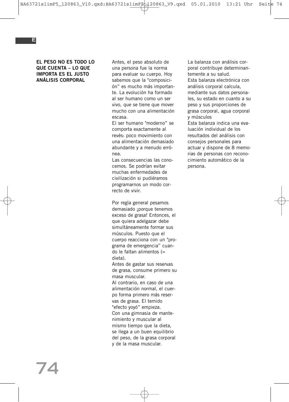 SOEHNLE Body Balance Slim F5 User Manual | Page 74 / 256