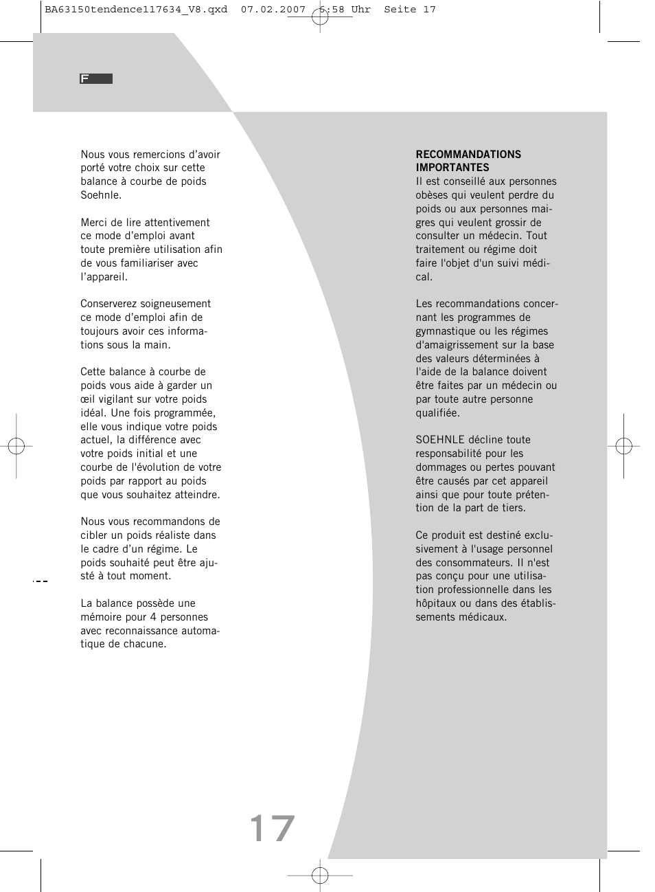 SOEHNLE Tendence User Manual | Page 17 / 132