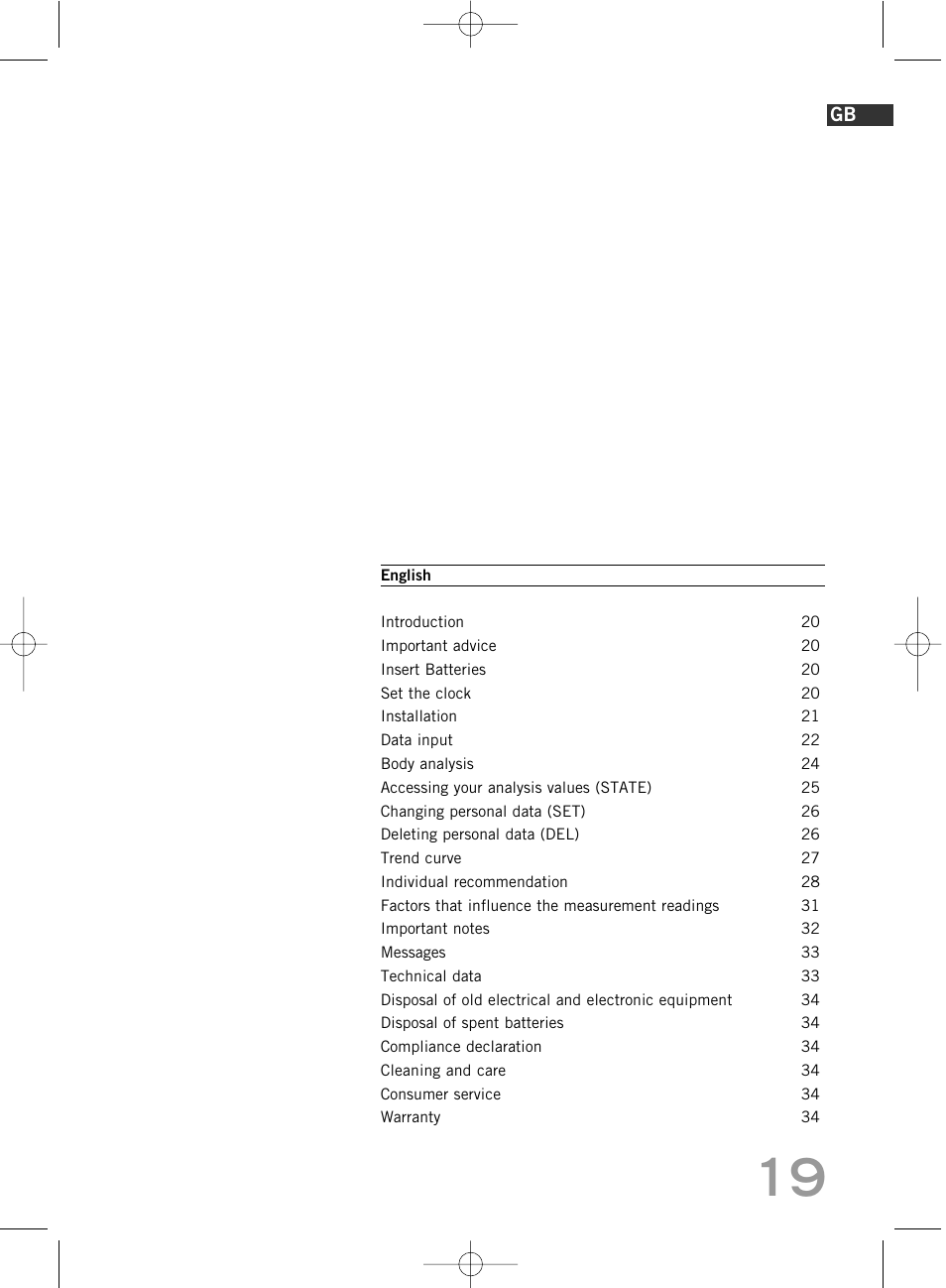SOEHNLE Body Balance Comfort F5 User Manual | Page 19 / 292