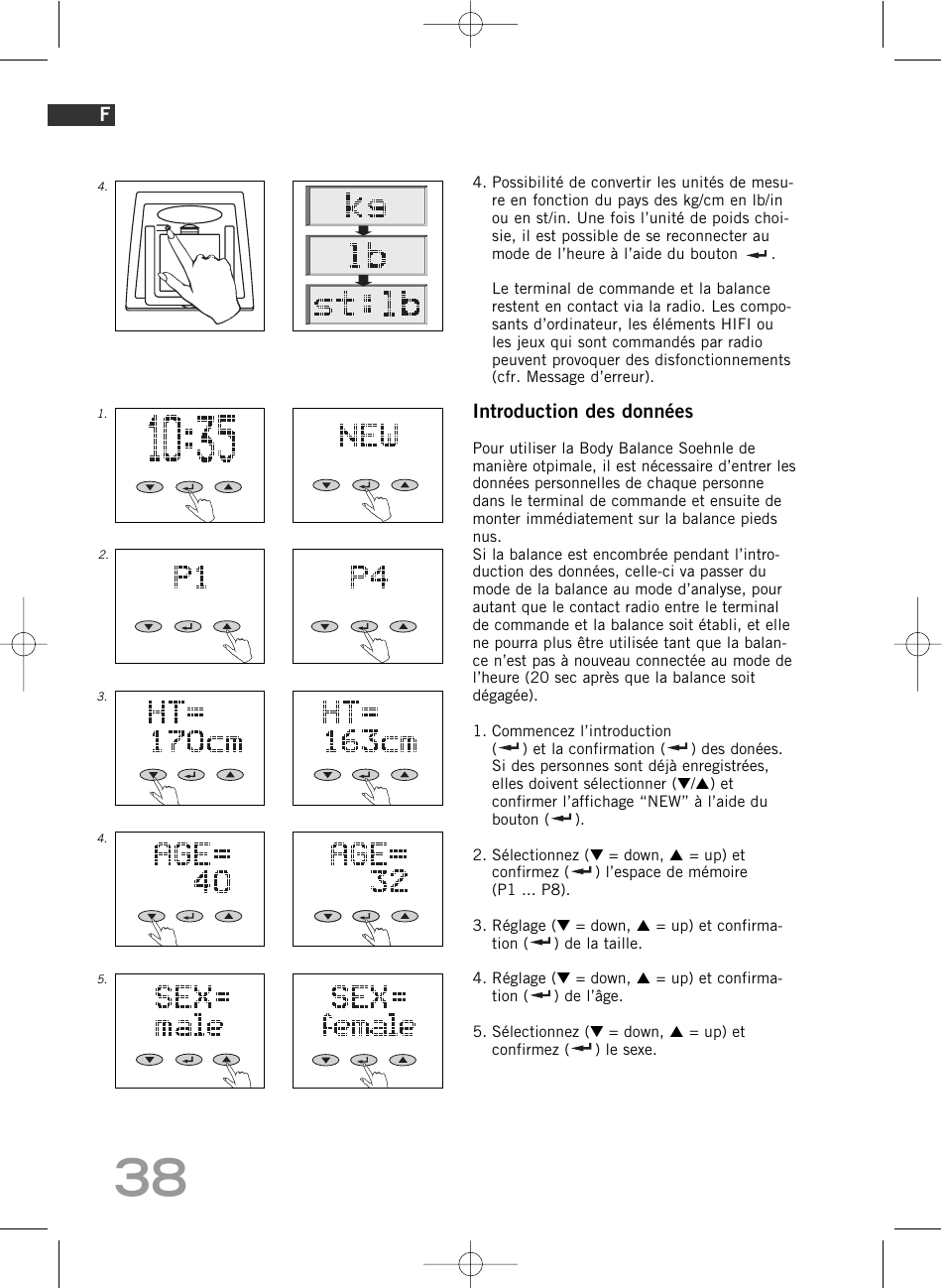 Introduction des données | SOEHNLE Body Balance Comfort F5 User Manual | Page 38 / 292