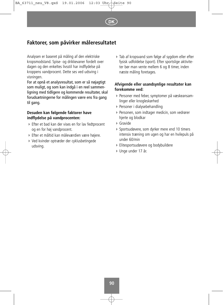 Faktorer, som påvirker måleresultatet | SOEHNLE Body Balance New York User Manual | Page 90 / 184