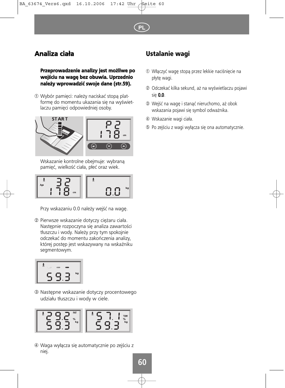 Aan na alliiz za a cciia ałła a, Ustalanie wagi | SOEHNLE Volga User Manual | Page 60 / 96