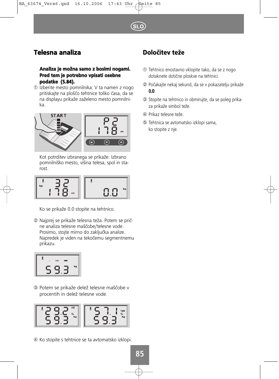 Tte elle essn na a a an na alliiz za a, Določitev teže | SOEHNLE Volga User Manual | Page 85 / 96