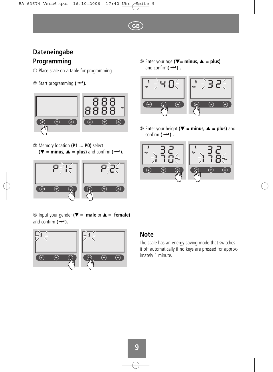 Dateneingabe programming | SOEHNLE Volga User Manual | Page 9 / 96