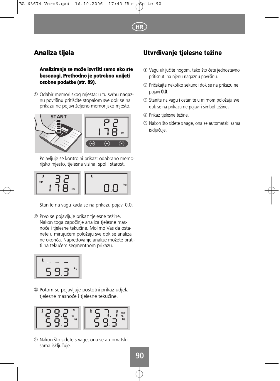 Aan na alliiz za a ttiijje ella a, Utvrđivanje tjelesne težine | SOEHNLE Volga User Manual | Page 90 / 96