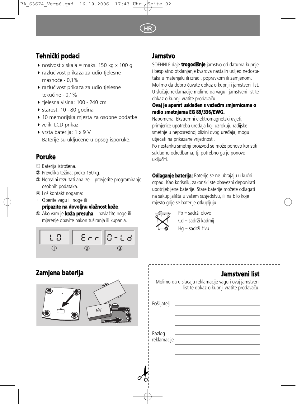 Jjaam mssttvvo o, Jjaam mssttvveen nii lliisstt, Tteeh hn niiččkkii p po od daaccii | Ppo orru ukkee, Zzaam mjjeen naa b baatteerriijjaa | SOEHNLE Volga User Manual | Page 92 / 96