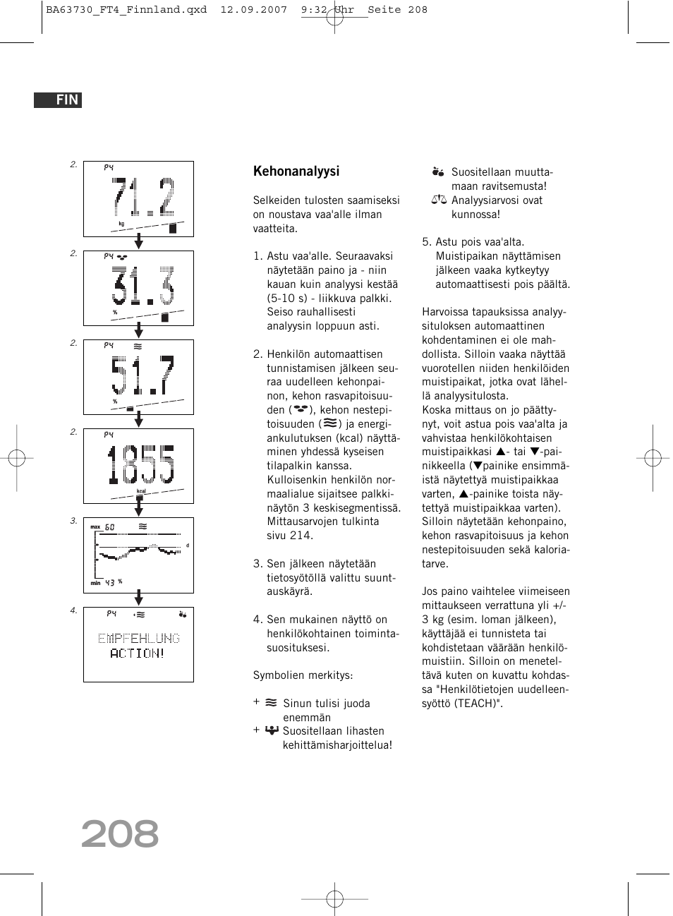 Kehonanalyysi | SOEHNLE Body Balance Slim FT4 User Manual | Page 208 / 400