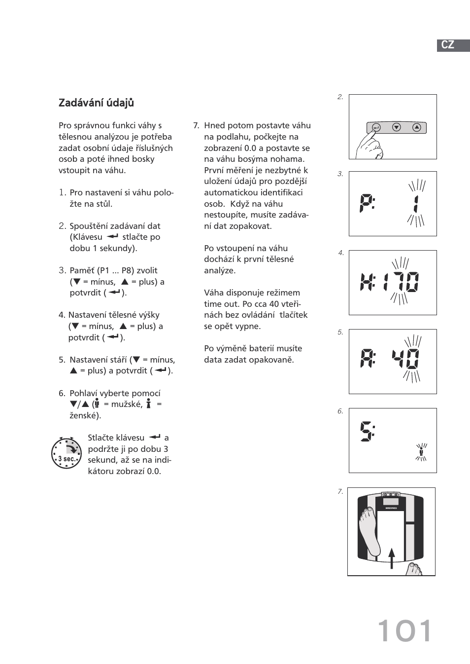 Zadávání údajů | SOEHNLE Body Balance Shape F3 User Manual | Page 101 / 148