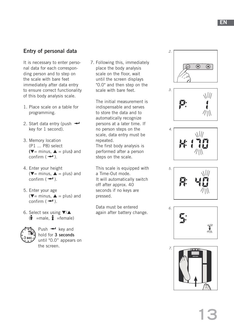 Entry of personal data | SOEHNLE Body Balance Shape F3 User Manual | Page 13 / 148