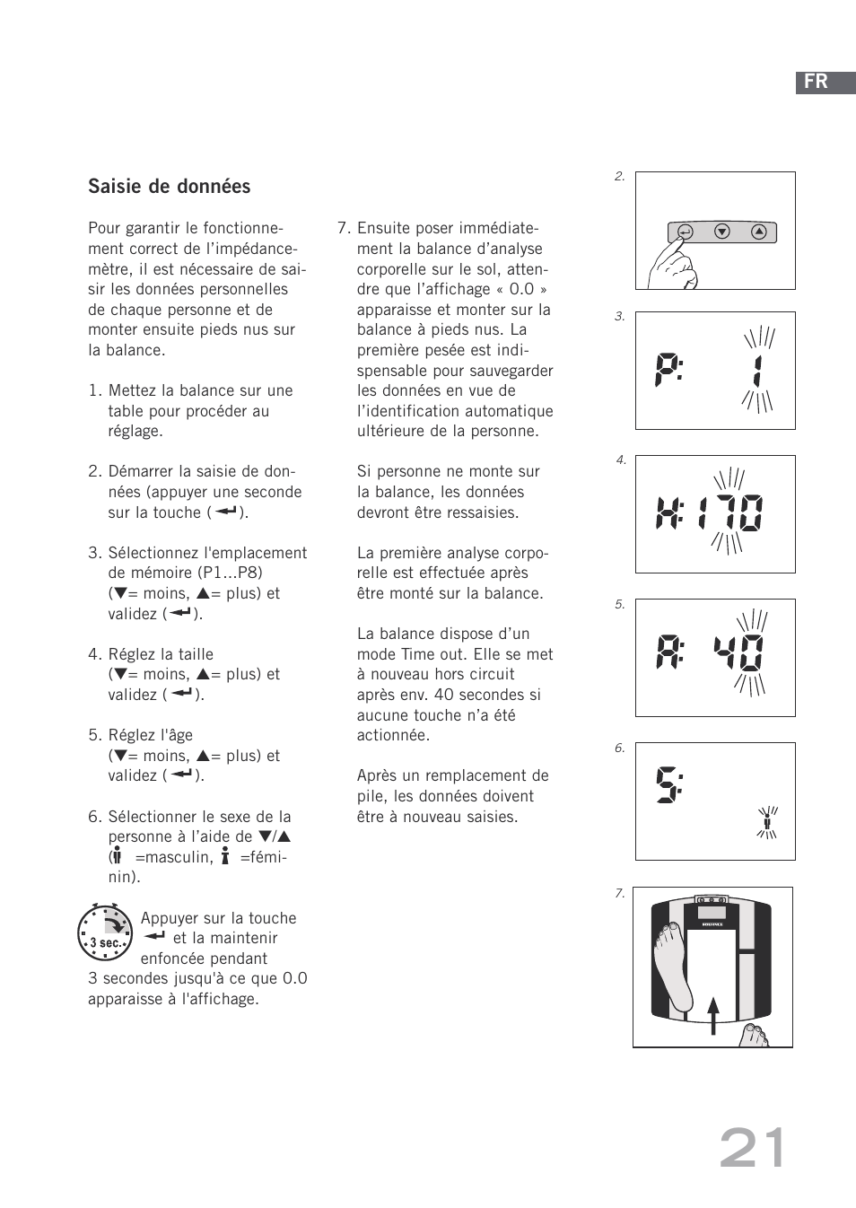 Saisie de données | SOEHNLE Body Balance Shape F3 User Manual | Page 21 / 148