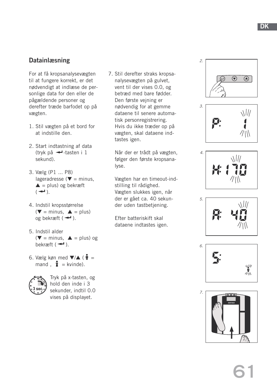 Datainlæsning | SOEHNLE Body Balance Shape F3 User Manual | Page 61 / 148