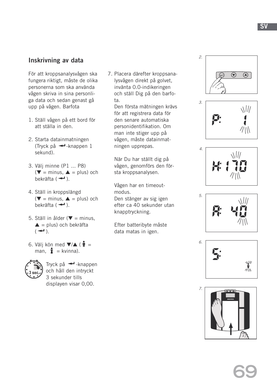 Inskrivning av data | SOEHNLE Body Balance Shape F3 User Manual | Page 69 / 148