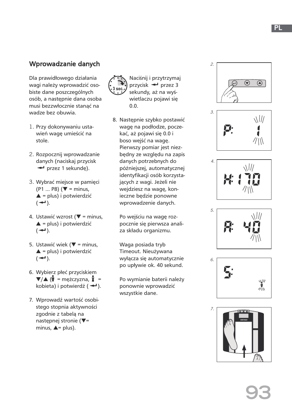 Wprowadzanie danych | SOEHNLE Body Balance Shape F3 User Manual | Page 93 / 148