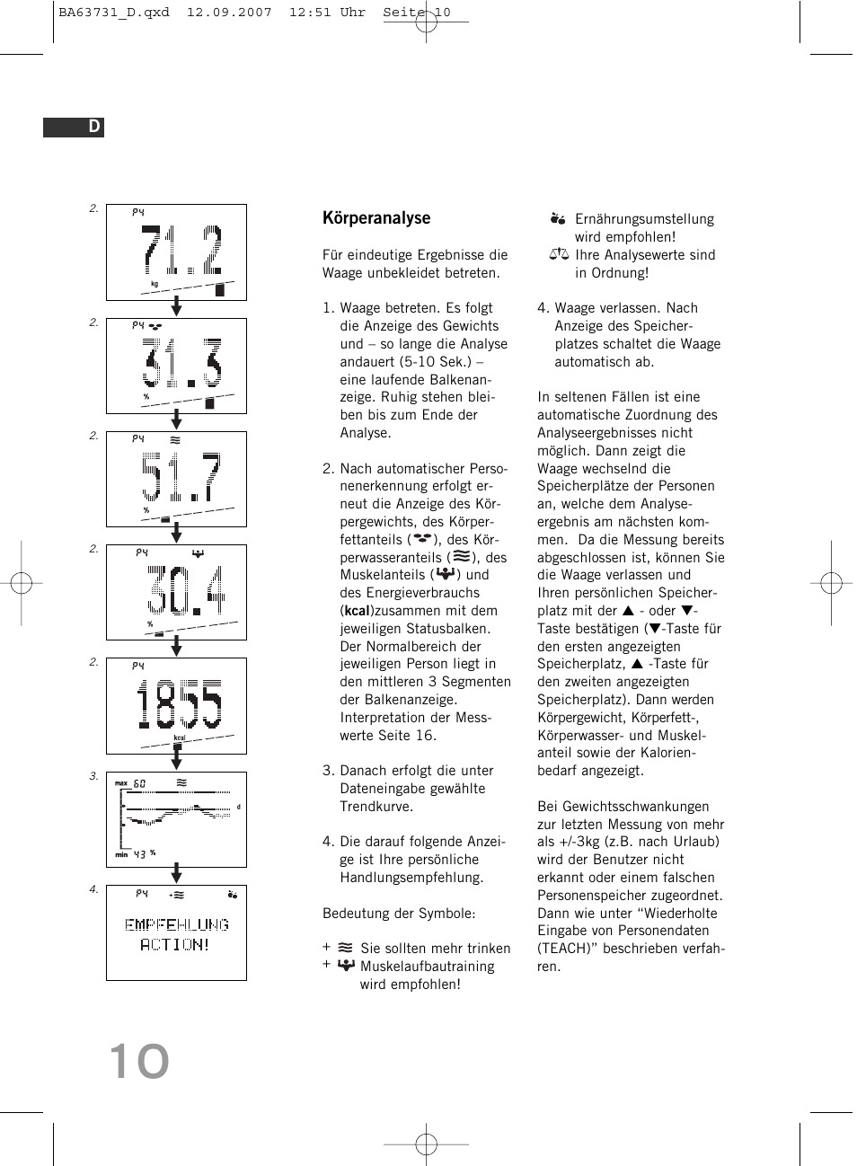 Körperanalyse | SOEHNLE Body Balance Slim FT5 User Manual | Page 10 / 400