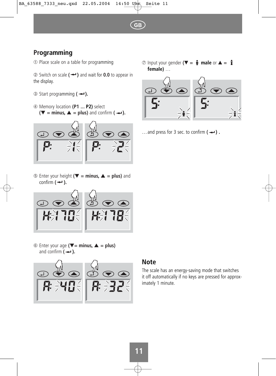 Pr ogramming | SOEHNLE Body Balance User Manual | Page 11 / 112