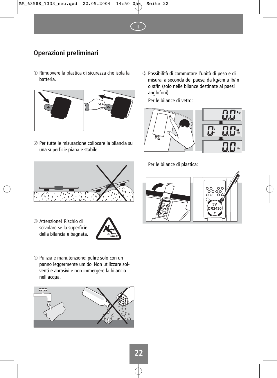 Oper azioni preliminari | SOEHNLE Body Balance User Manual | Page 22 / 112