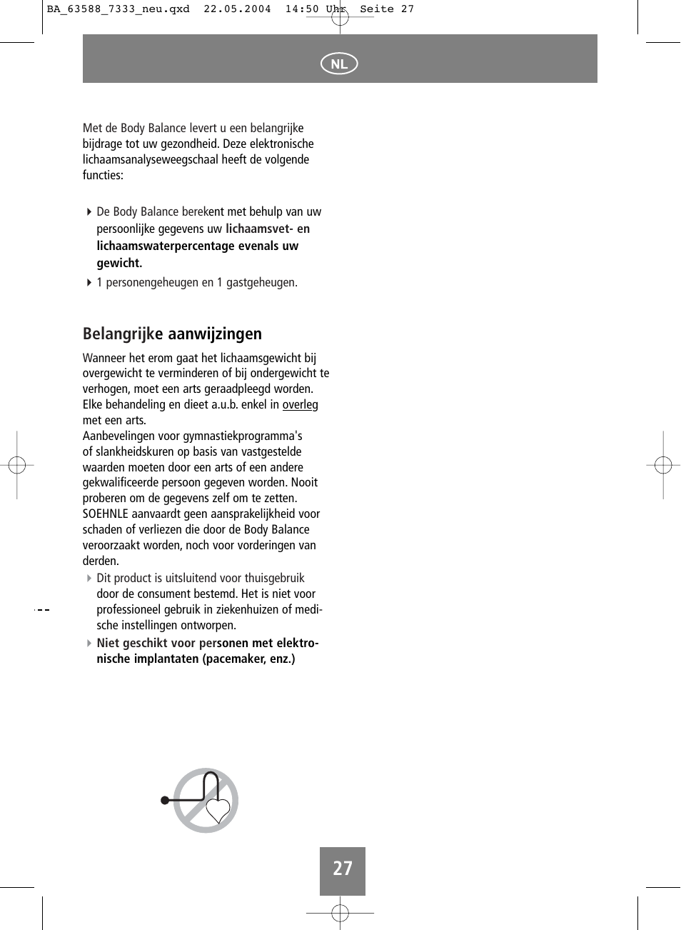 Belangrijk e aanwijzingen | SOEHNLE Body Balance User Manual | Page 27 / 112