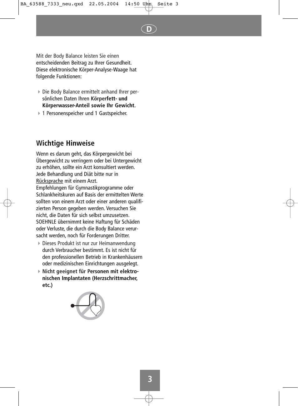 Wichtige hinweise | SOEHNLE Body Balance User Manual | Page 3 / 112