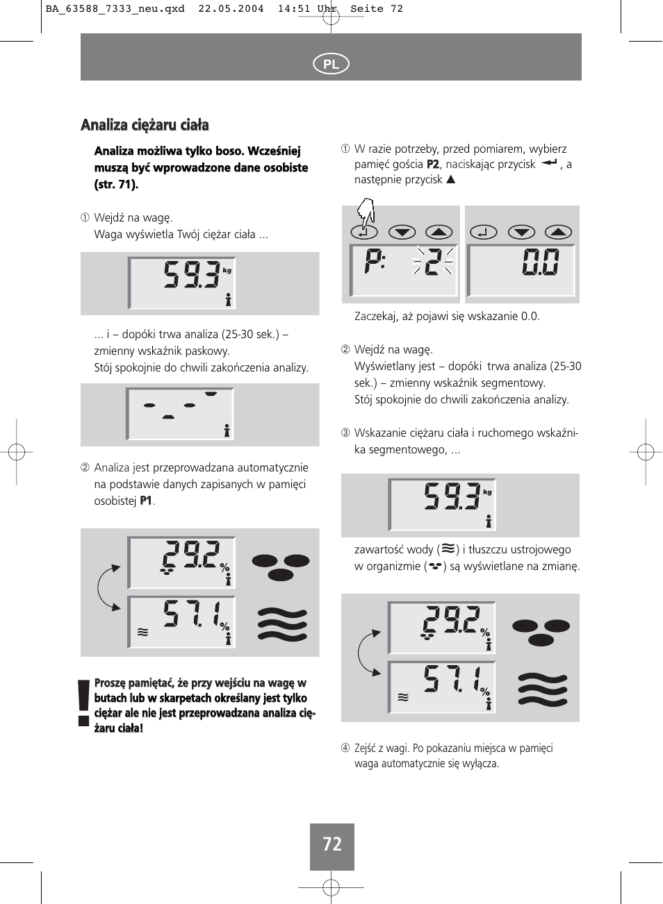 Aan naalliizzaa cciięężżaarru u cciiaałłaa | SOEHNLE Body Balance User Manual | Page 72 / 112