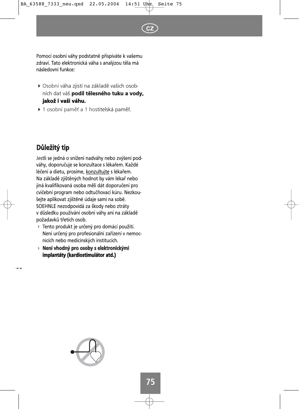 Ddů ůlleežžiittýý ttiip p | SOEHNLE Body Balance User Manual | Page 75 / 112