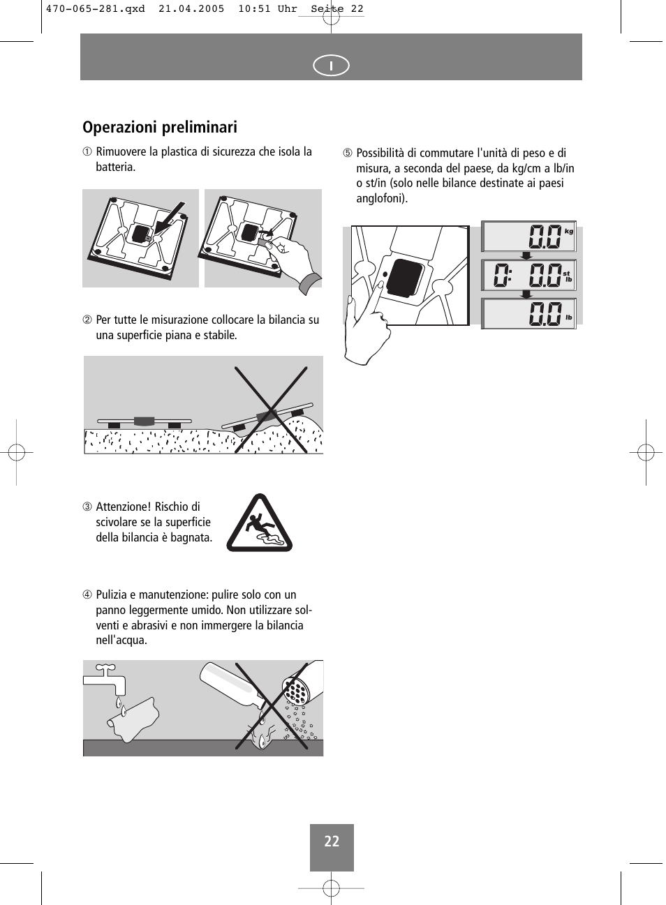 Operazioni preliminari | SOEHNLE Body Balance Lago User Manual | Page 22 / 112