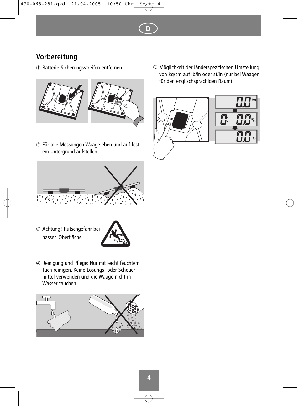 Vorbereitung | SOEHNLE Body Balance Lago User Manual | Page 4 / 112