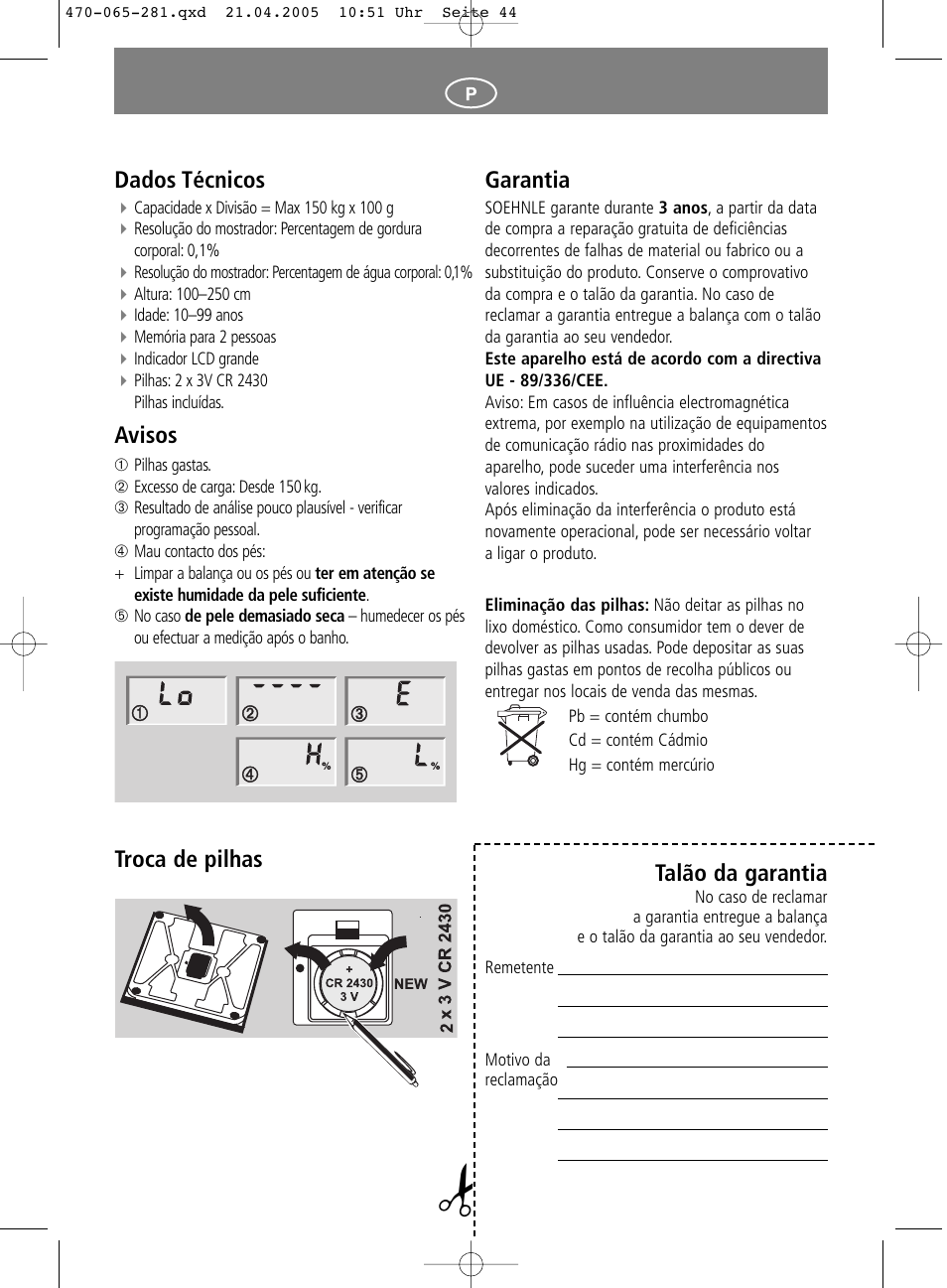 SOEHNLE Body Balance Lago User Manual | Page 44 / 112