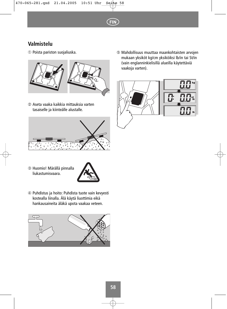 Valmistelu | SOEHNLE Body Balance Lago User Manual | Page 58 / 112