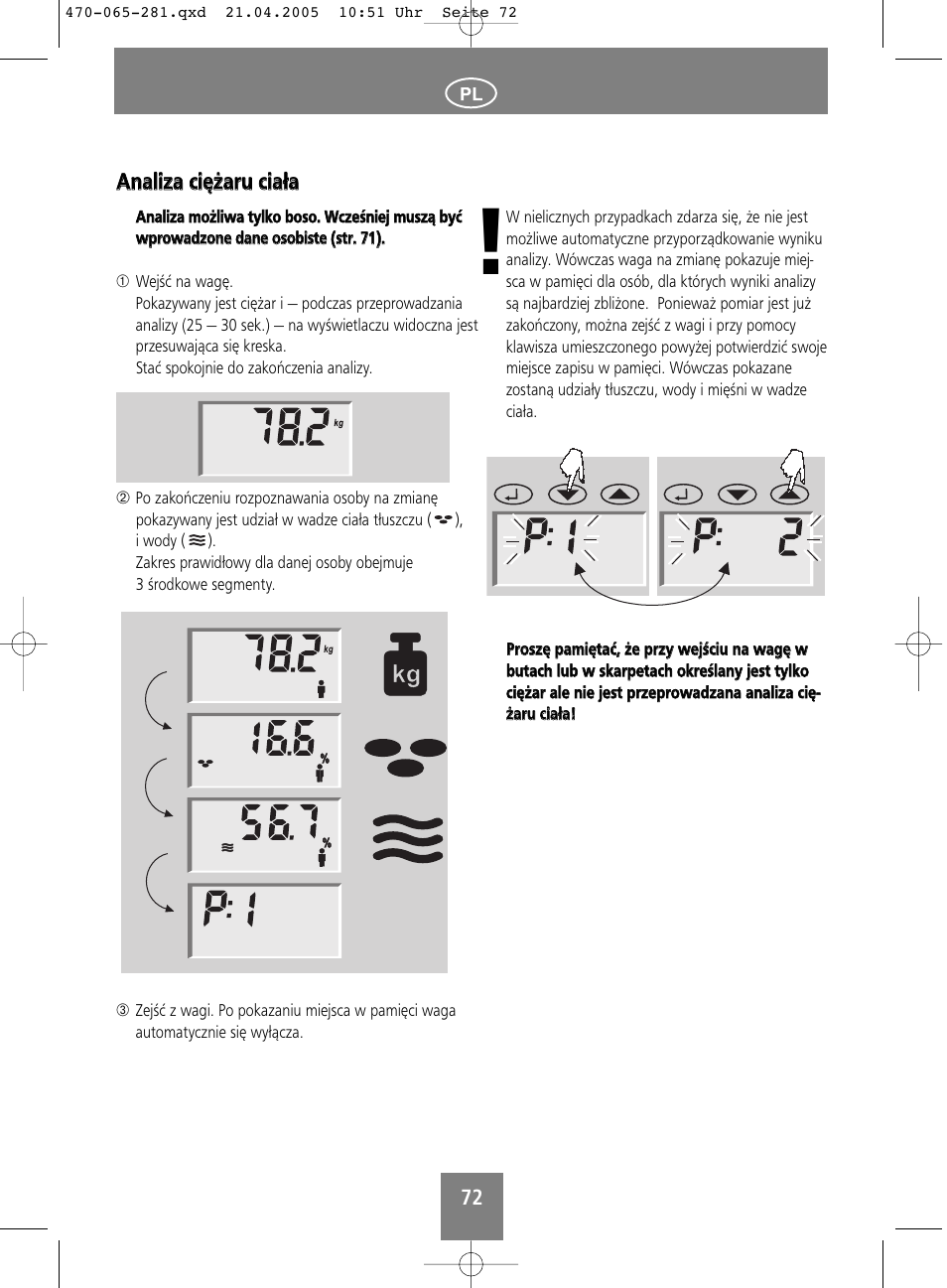 Aan naalliizzaa cciięężżaarru u cciiaałłaa | SOEHNLE Body Balance Lago User Manual | Page 72 / 112