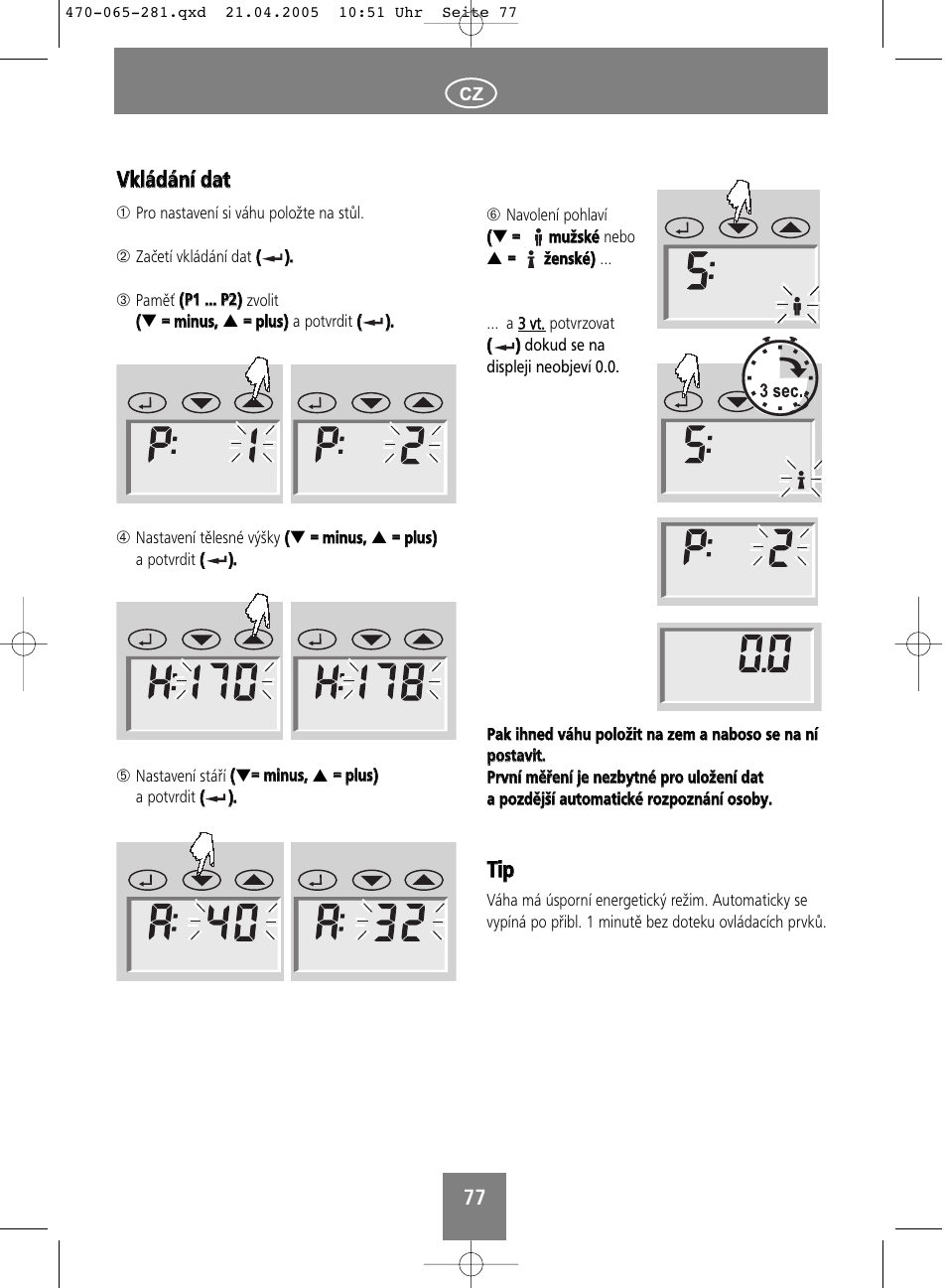 Ttiip p, Vvkklláád dáán níí d daatt | SOEHNLE Body Balance Lago User Manual | Page 77 / 112