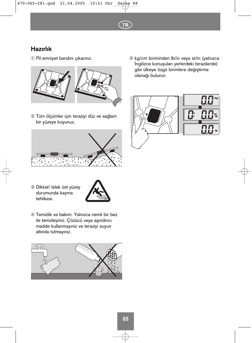 Hazırlık | SOEHNLE Body Balance Lago User Manual | Page 88 / 112