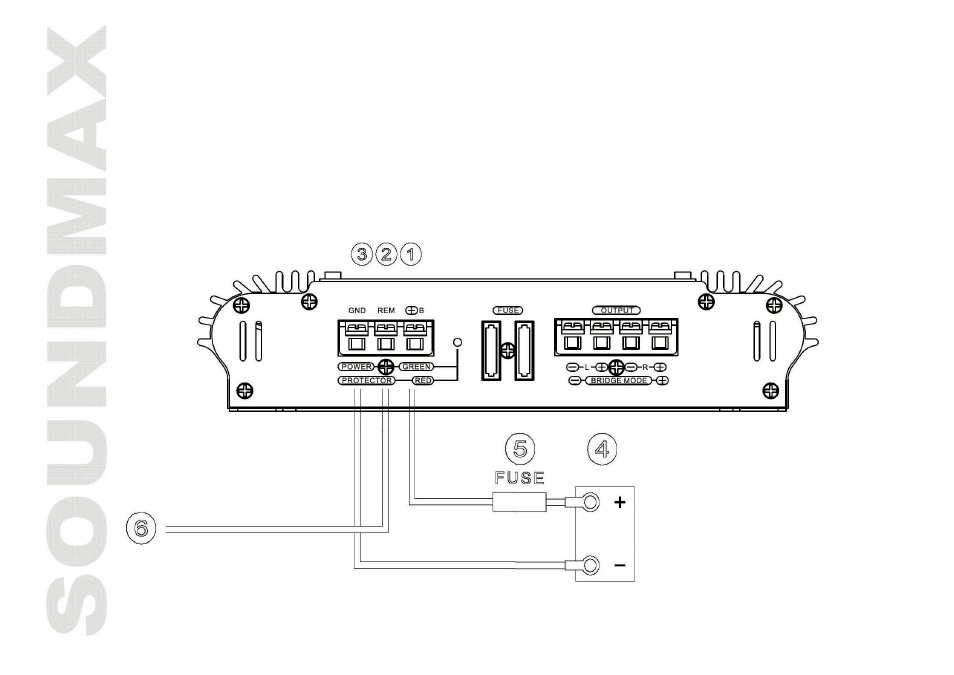 Fig. 2 power supply/remote turn-on connection | SoundMax SM-SA6021 User Manual | Page 8 / 27