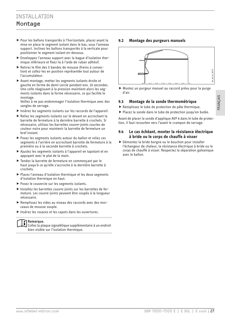 Installation montage | STIEBEL ELTRON SBP E с 12.04.2008 User Manual | Page 27 / 64