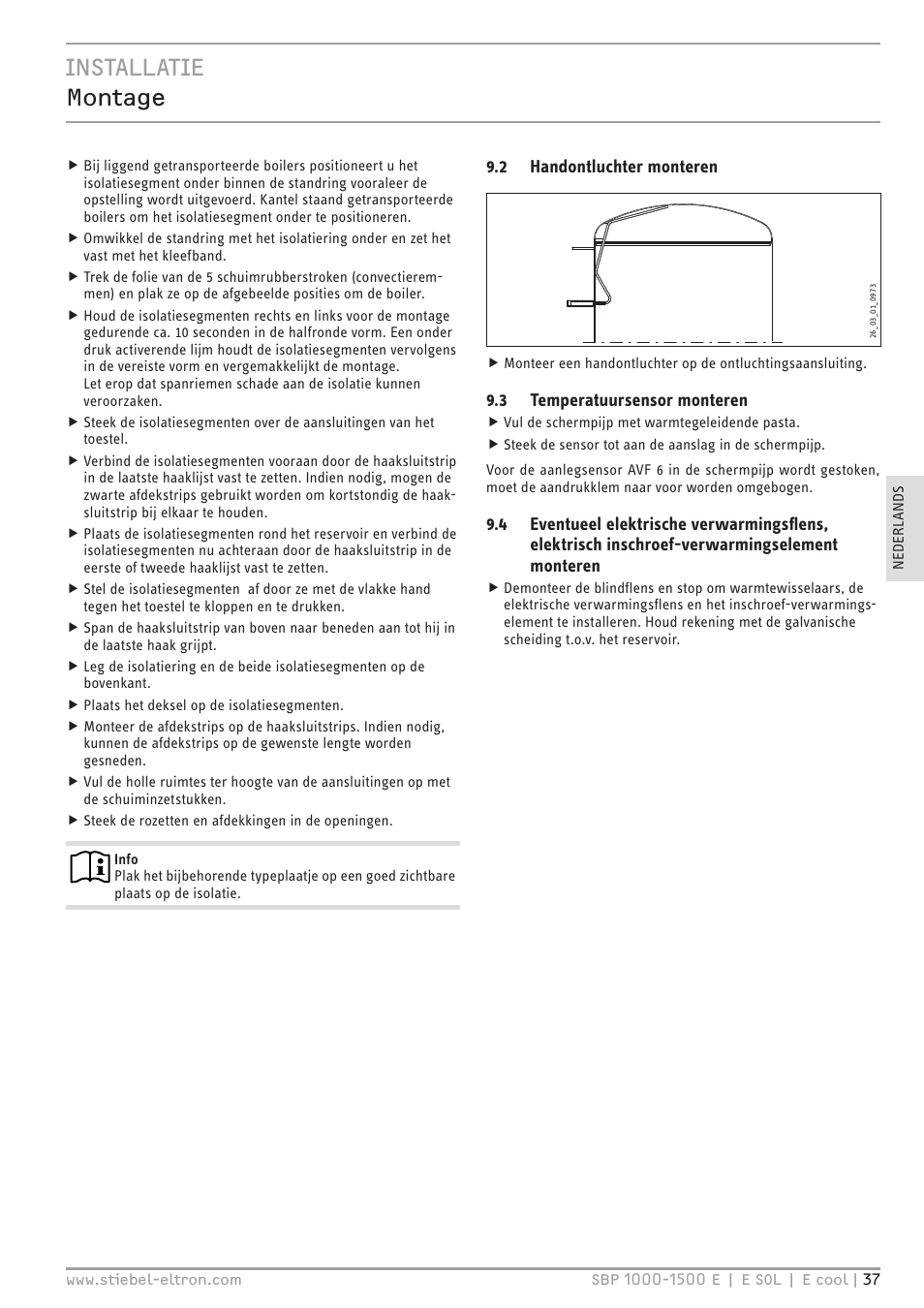 Installatie montage | STIEBEL ELTRON SBP E с 12.04.2008 User Manual | Page 37 / 64