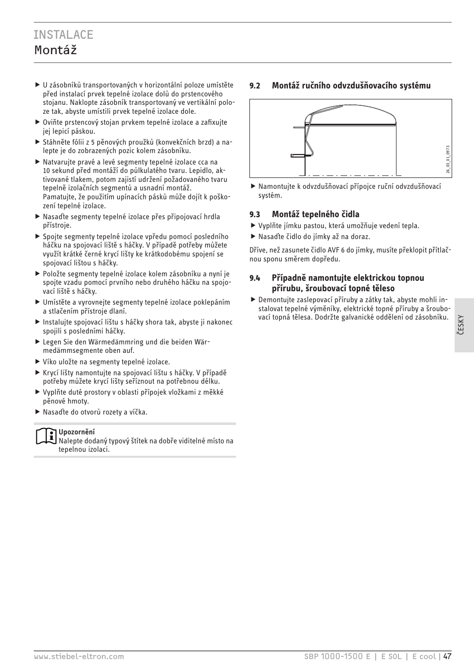 Instalace montáž | STIEBEL ELTRON SBP E с 12.04.2008 User Manual | Page 47 / 64