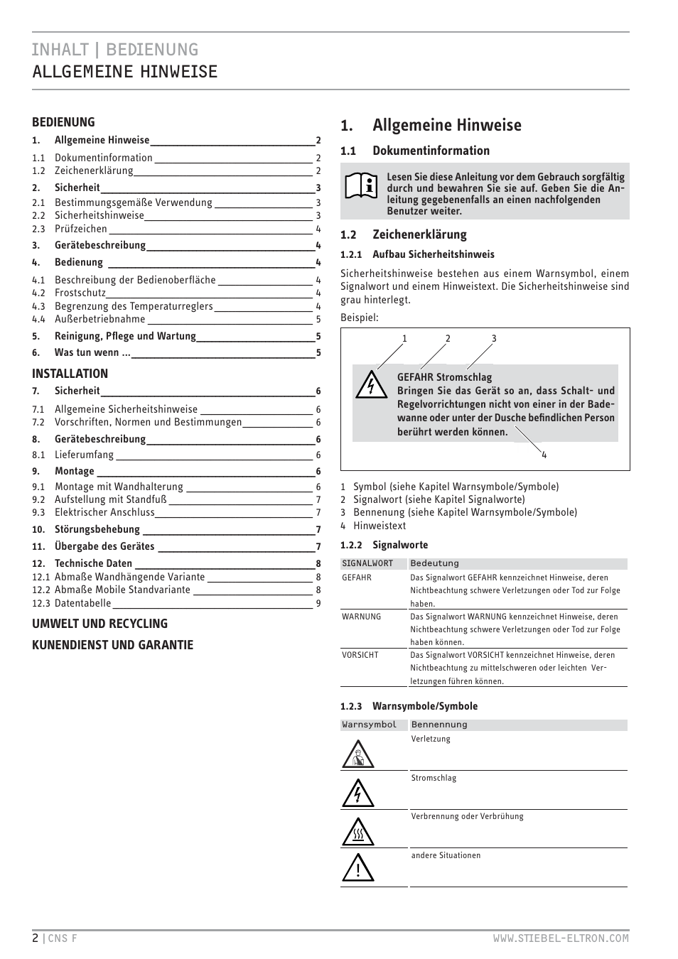 STIEBEL ELTRON CNS F с 01.03.2010 User Manual | Page 2 / 76