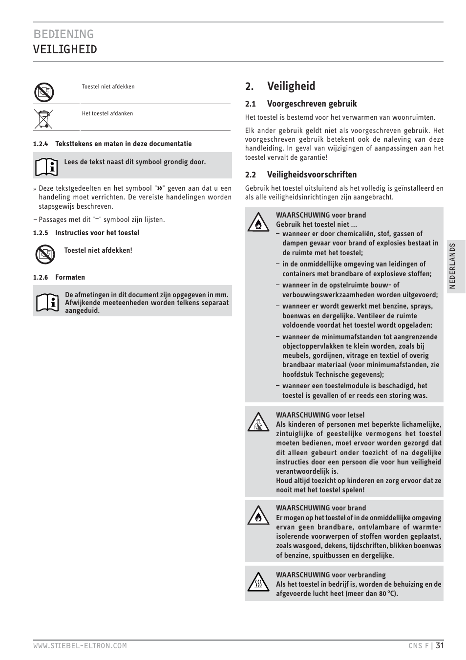 C.c& p, Veiligheid | STIEBEL ELTRON CNS F с 01.03.2010 User Manual | Page 31 / 76