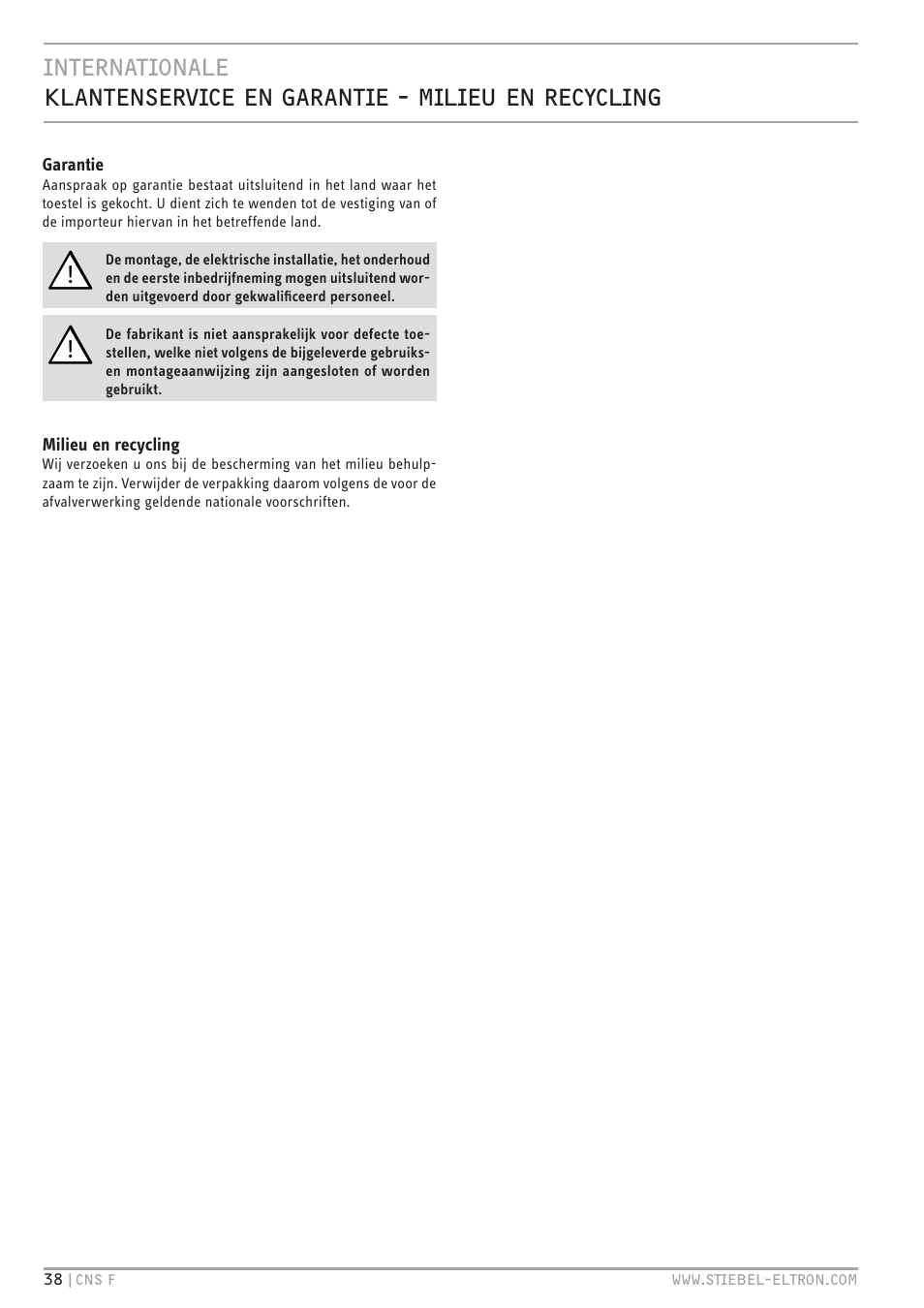 STIEBEL ELTRON CNS F с 01.03.2010 User Manual | Page 38 / 76